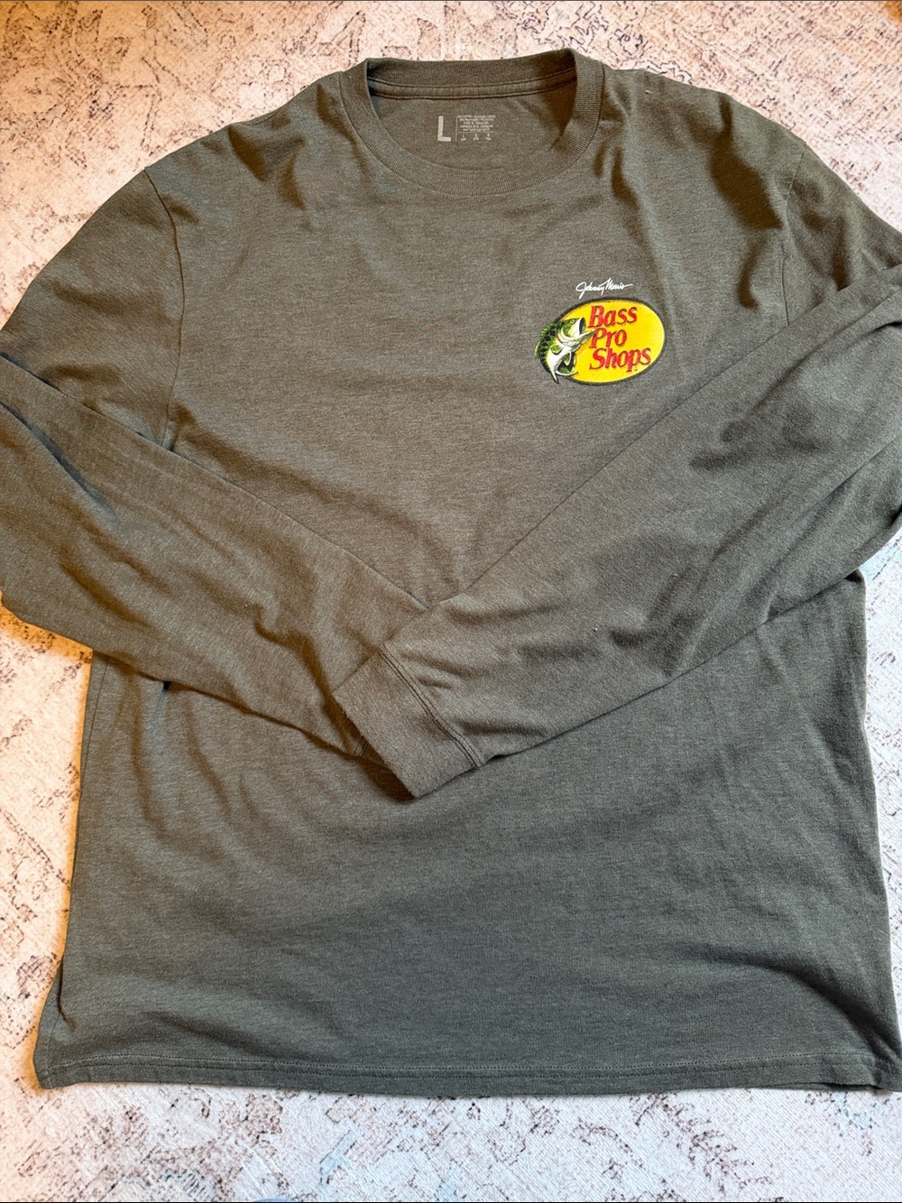 Bass Pro Shops Olive Crewneck Long Sleeve Logo Tee